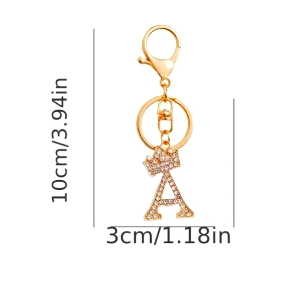 Rhinestone Initial Crown Purse Charm - Picture 2 of 4